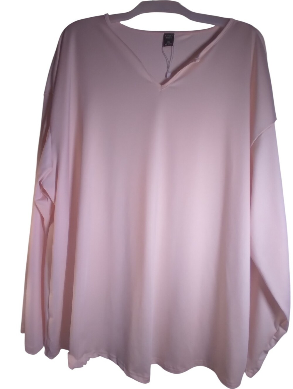 Emery Rose Light Peach V Neck Flowy Top Size 4x Long Sleeve Cottagecore Fairy